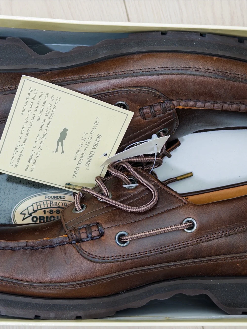 HhBrown handcrafted Leather Moc Toe Boat Shoes